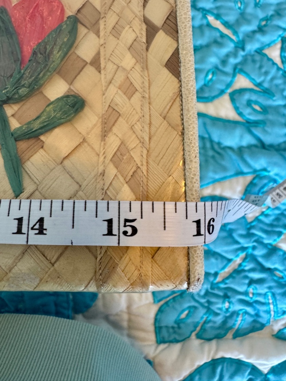 Vintage 50s/60s Woven Straw Floral Trinidad & Tobago Large Tote Travel Bag - Picture 13 of 16